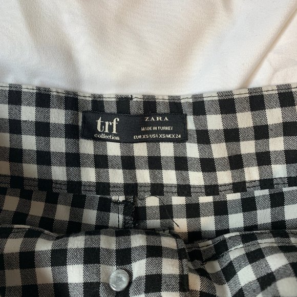 ZARA Retro Gingham High-Waisted Shorts Size XS - Picture 2 of 3